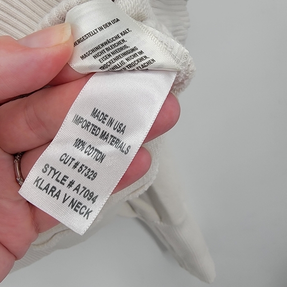 Agolde Klara V Neck Off White Ribbed Sweatshirt Size Large Modern Minimalist - Picture 9 of 16